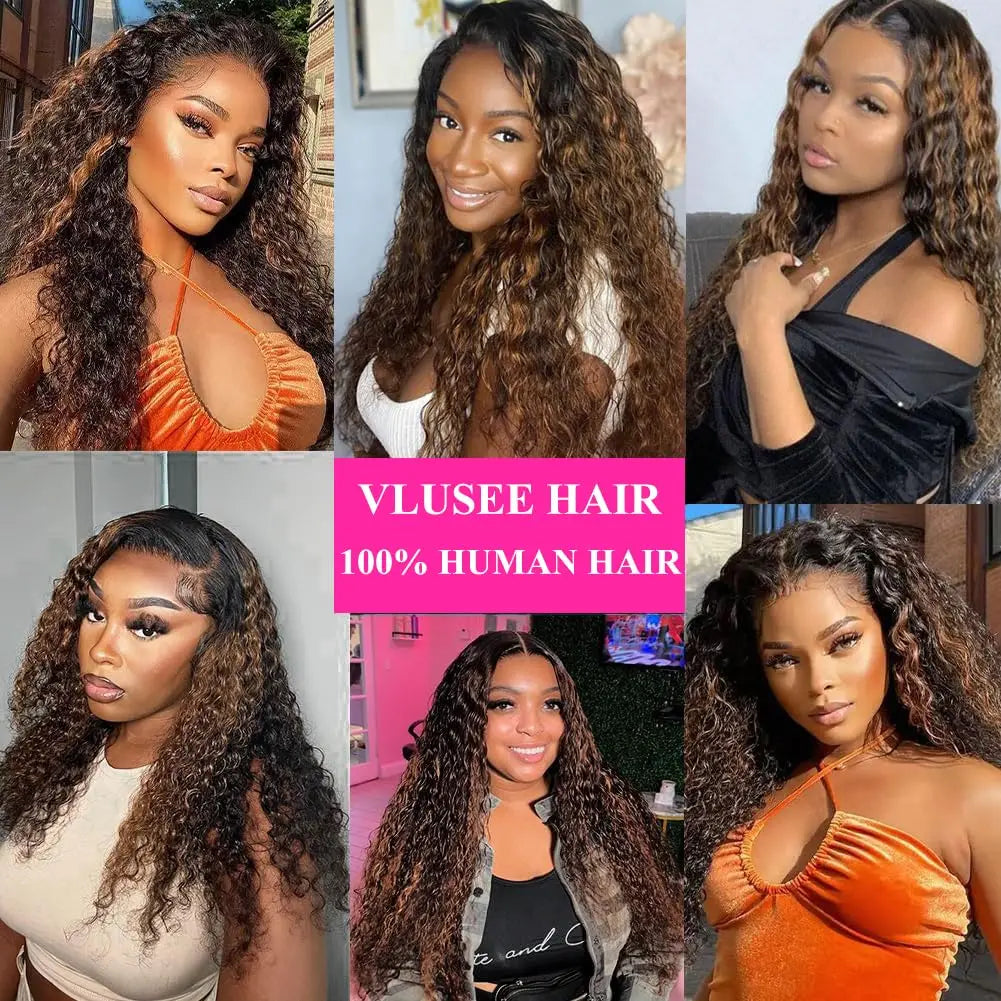 Varlea 200% Density 1B/30 Deep Wave Frontal Wig 13x6 Hd Lace Curly Wigs Water Wave Human Hair Wig 13x4 Highlight Wig Human Hair