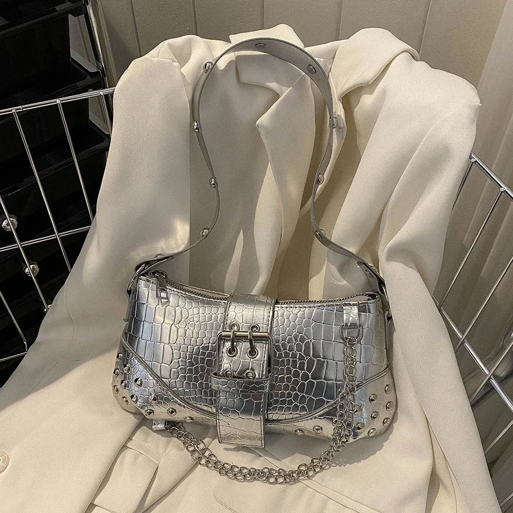 Fashion Women Shoulder Bag Y2K Armpit Bag Luxury Design Bag Pleated Underarm Bag Solid Color Messenger Bag Purse Hobos Handbags