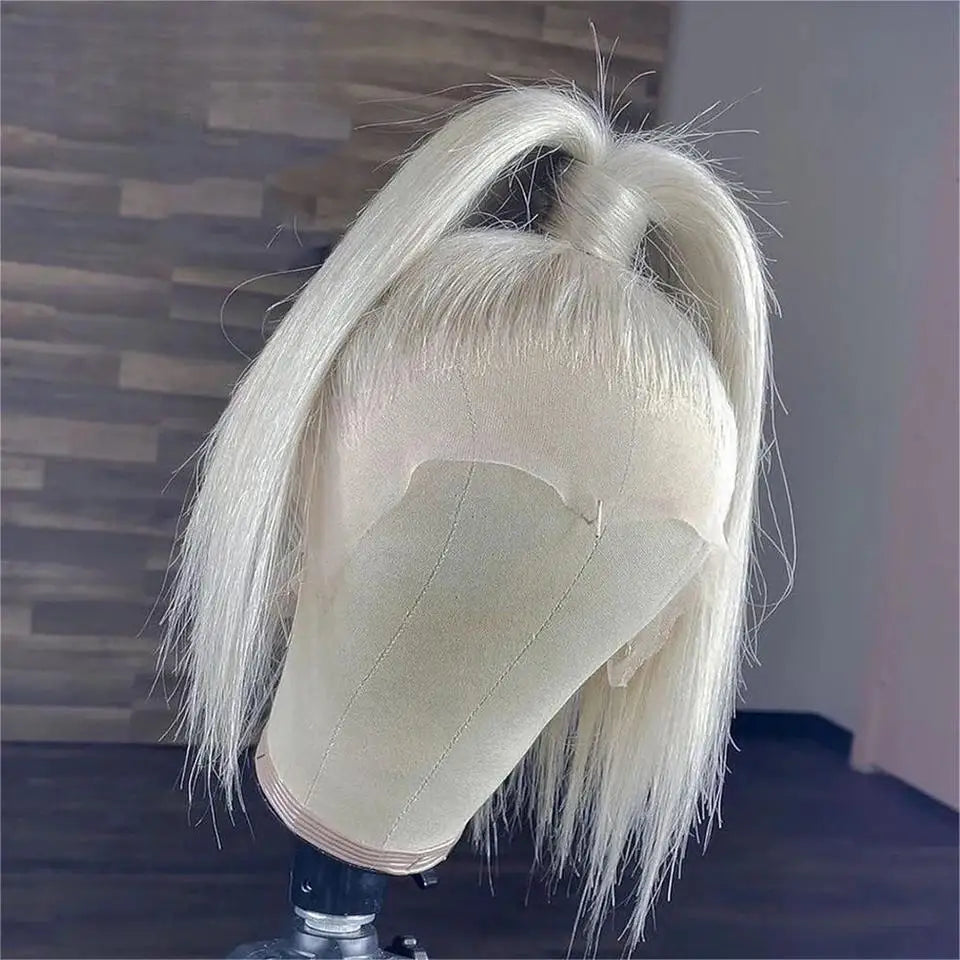 Pink Colored Lace Front Wig Mint Green Short Straight Bob Human Hair Wigs 613 Blonde Platinum HD Transparent Lace Frontal Wig