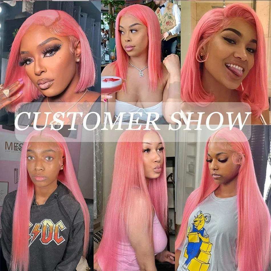 30 40 inch Pink hd lace frontal wig 13x6 human hair Brazilian Colored body wave Frontal Wigs 13x4 For Women choice wigs on clear
