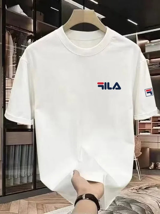 2025 summer new trendy cool family T-shirt, fila, pure cotton short sleeves