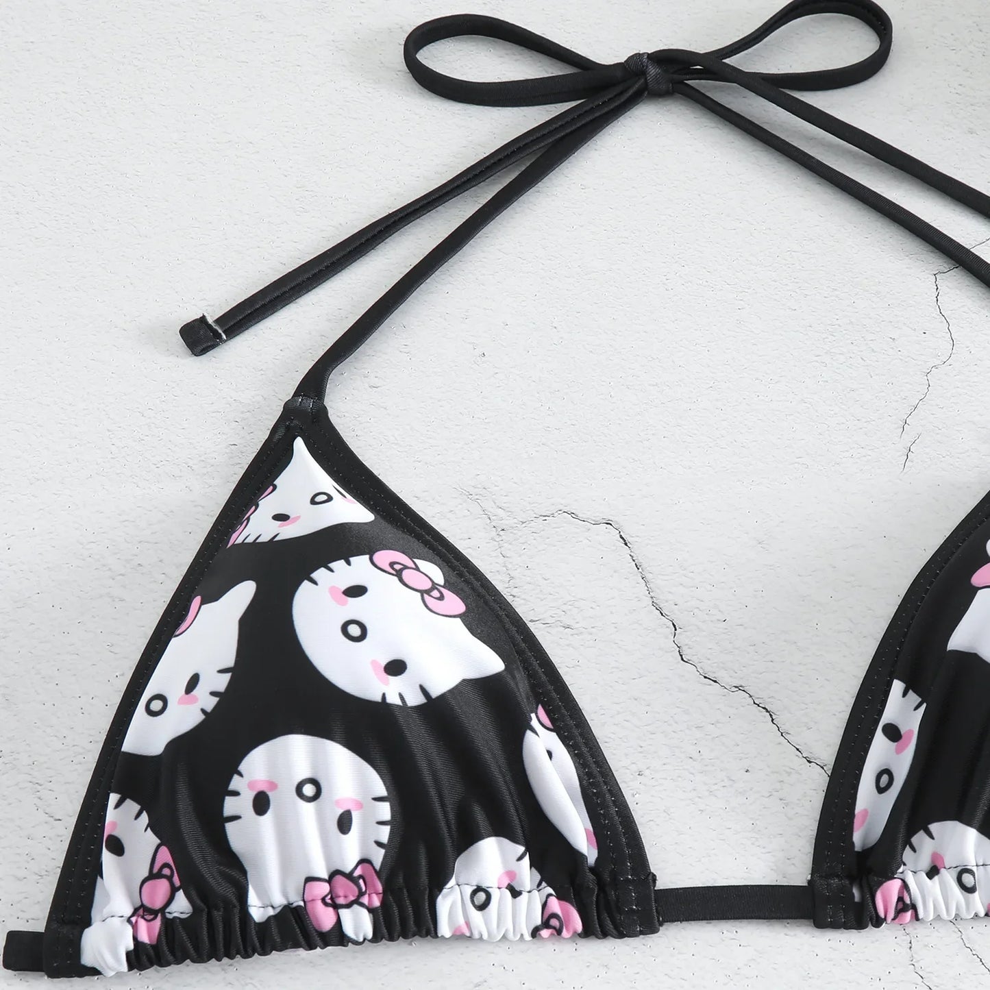 Hello Kitty Bikinis Set Kawaii Y2K Summer 2024 New Women Swimsuit Beach Strappy Panties Sexy Swimwear for Girl