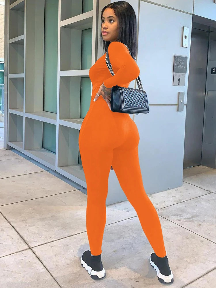 Dulzura Women 2024 Autumn Winter Long Sleeve Bodycon Streetwear Jumpsuit Overall One Piece Outfit Wholesale Items for Business