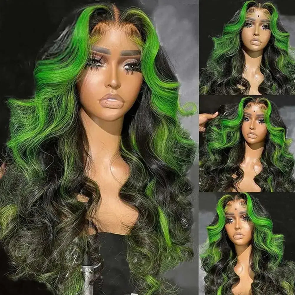 30 40 Inch Green Body Wave Human Hair Lace Front Wigs 13x4 13X6 HD Lace Frontal Wig Brazilian Colored Highlight Wig Human Hair