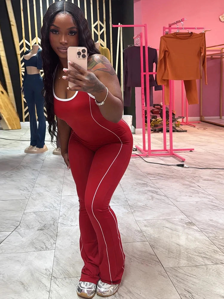 Weird Puss Sporty, lady's Jumpsuits Fitness Casual Summer O-neck Sleeveless Skinny Overalls Active Workou Overall