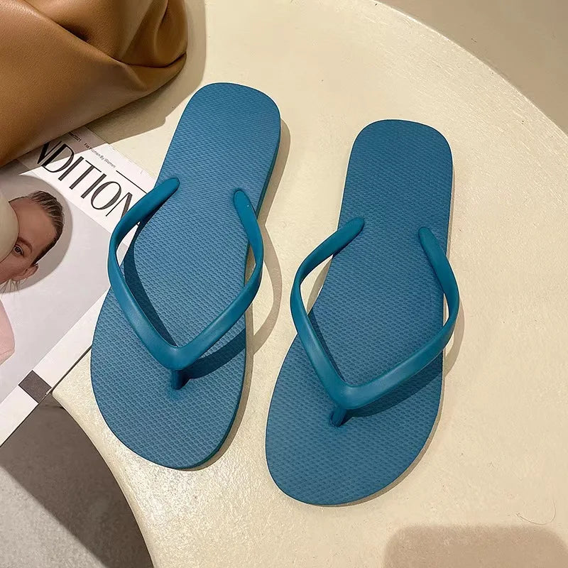 Solid Color Non-slip Leisure Couple Slippers Women Summer Beach Slippers Outdoor Women Flip Flops Breathable Beach sandals women