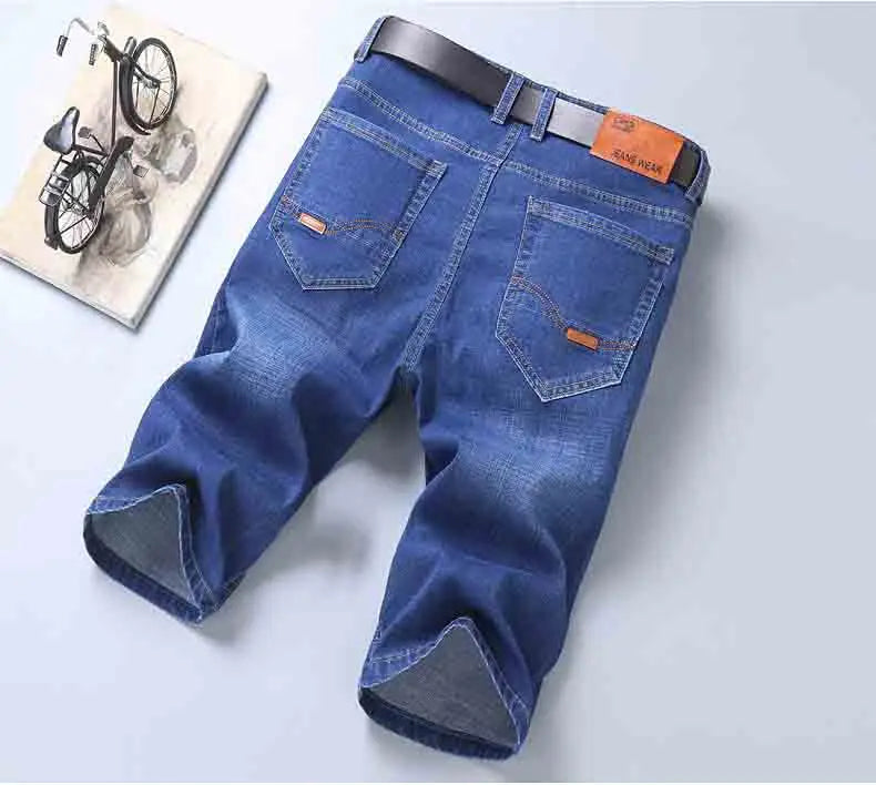 2025 New Summer Men's Denim Shorts New Thin Soft Comfortable Business Casual Straight Short Jeans Black Blue Brand Man Clothing
