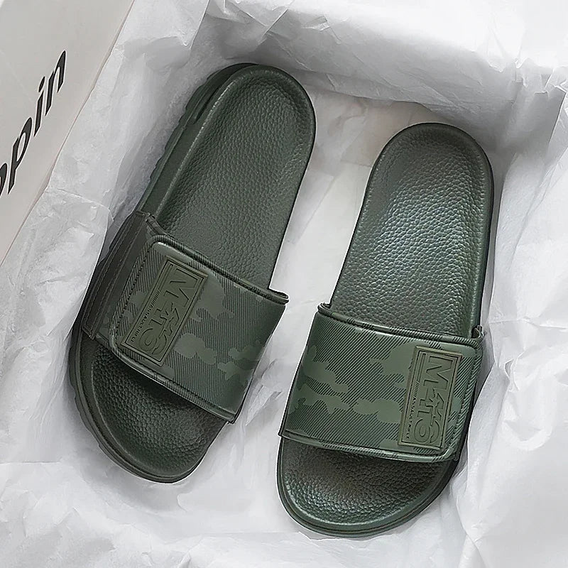 2025 Spring and Summer Trend Fashion Wear Super Soft Slippers Men's Velcro Air Cushion Personality All Casual One Word Slides