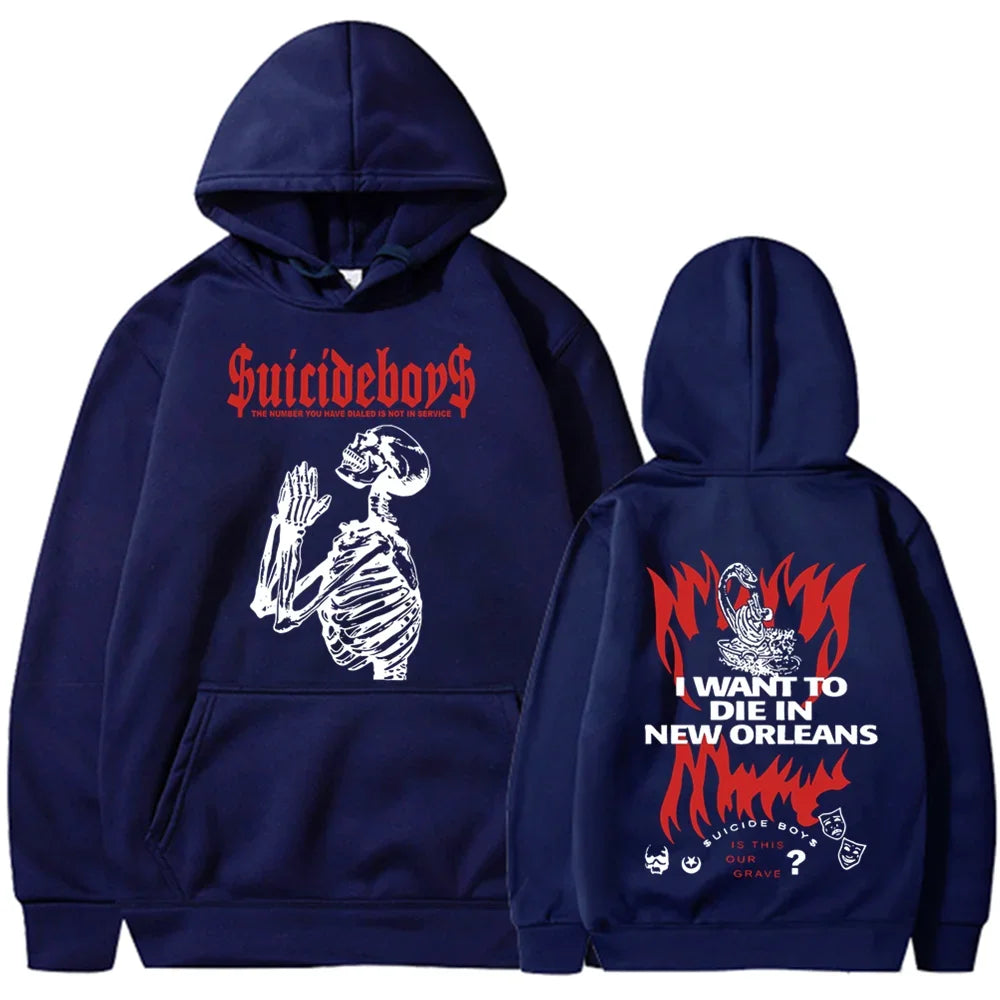 2025 new hoodie Suicide boy Wearing a hood, I want to die in New Orleans, super fashionable hoodie