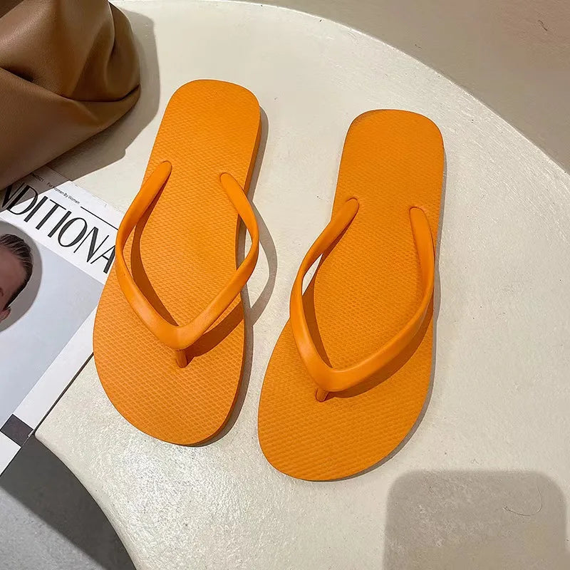 Solid Color Non-slip Leisure Couple Slippers Women Summer Beach Slippers Outdoor Women Flip Flops Breathable Beach sandals women