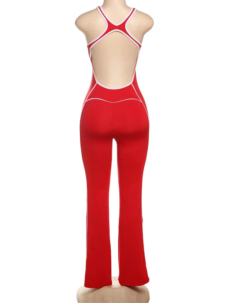 Weird Puss Sporty, lady's Jumpsuits Fitness Casual Summer O-neck Sleeveless Skinny Overalls Active Workou Overall