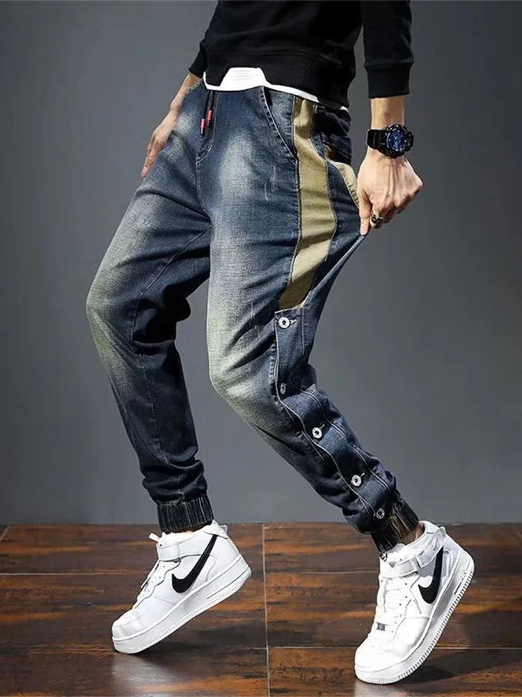 Denim Jeans Harem Pants Fashion Pockets Desinger Loose Baggy Moto Jeans Men Stretch Retro Streetwear Relaxed men clothing pants