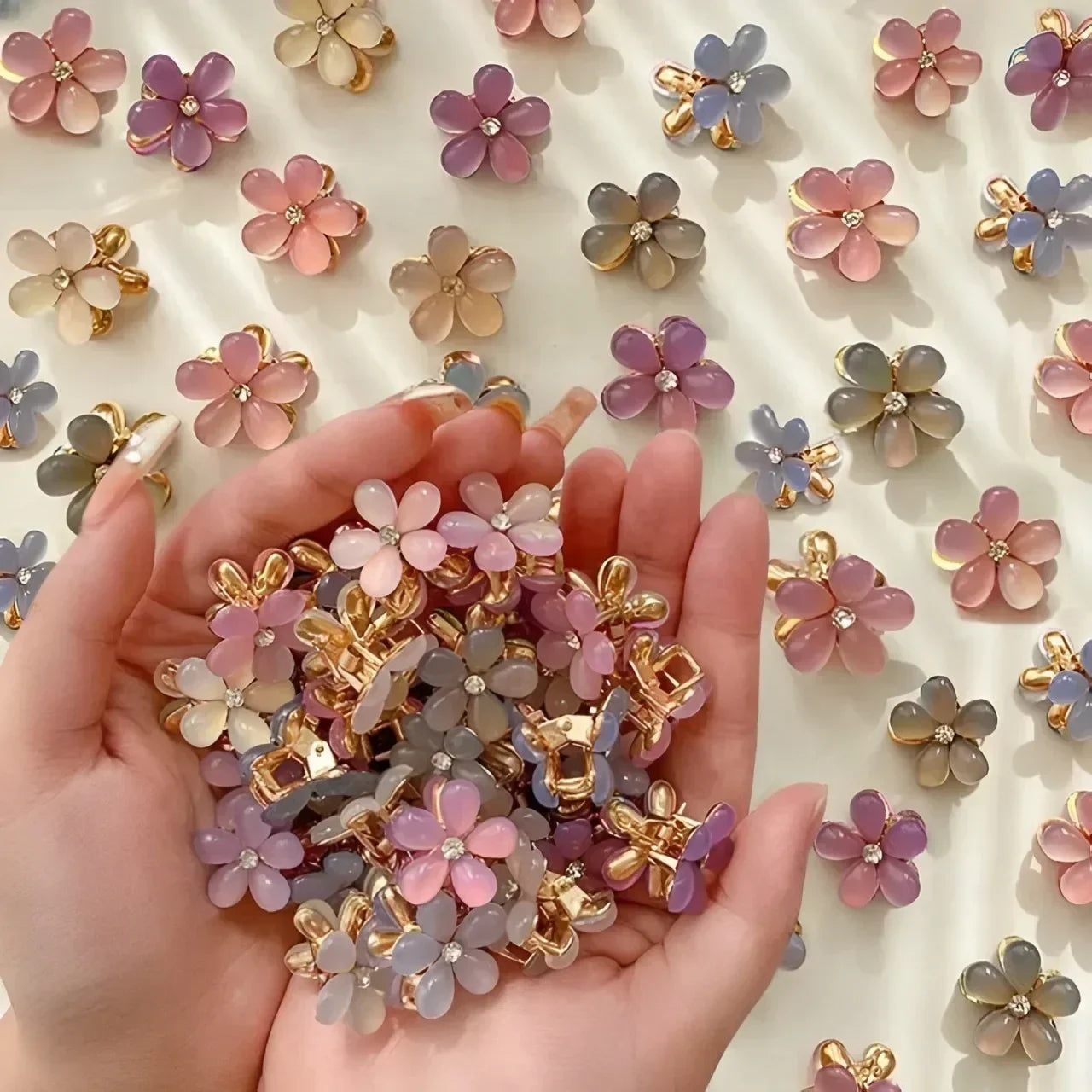 1/10pcs Cute Mini Flower Hairclip Claws Women Girls Colorful Opal Hairpins Sweet Small Barrettes Accessories