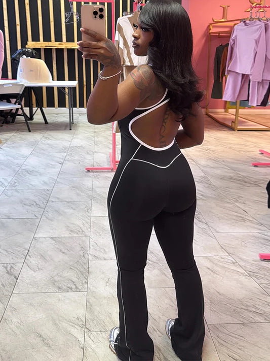 Weird Puss Sporty, lady's Jumpsuits Fitness Casual Summer O-neck Sleeveless Skinny Overalls Active Workou Overall