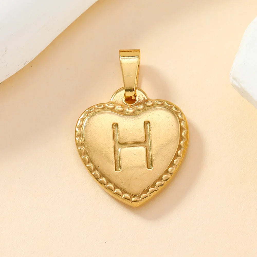 316L Stainless Steel Initial Necklace Letter Heart Pendant Chain For Women Name Jewelry Accessories