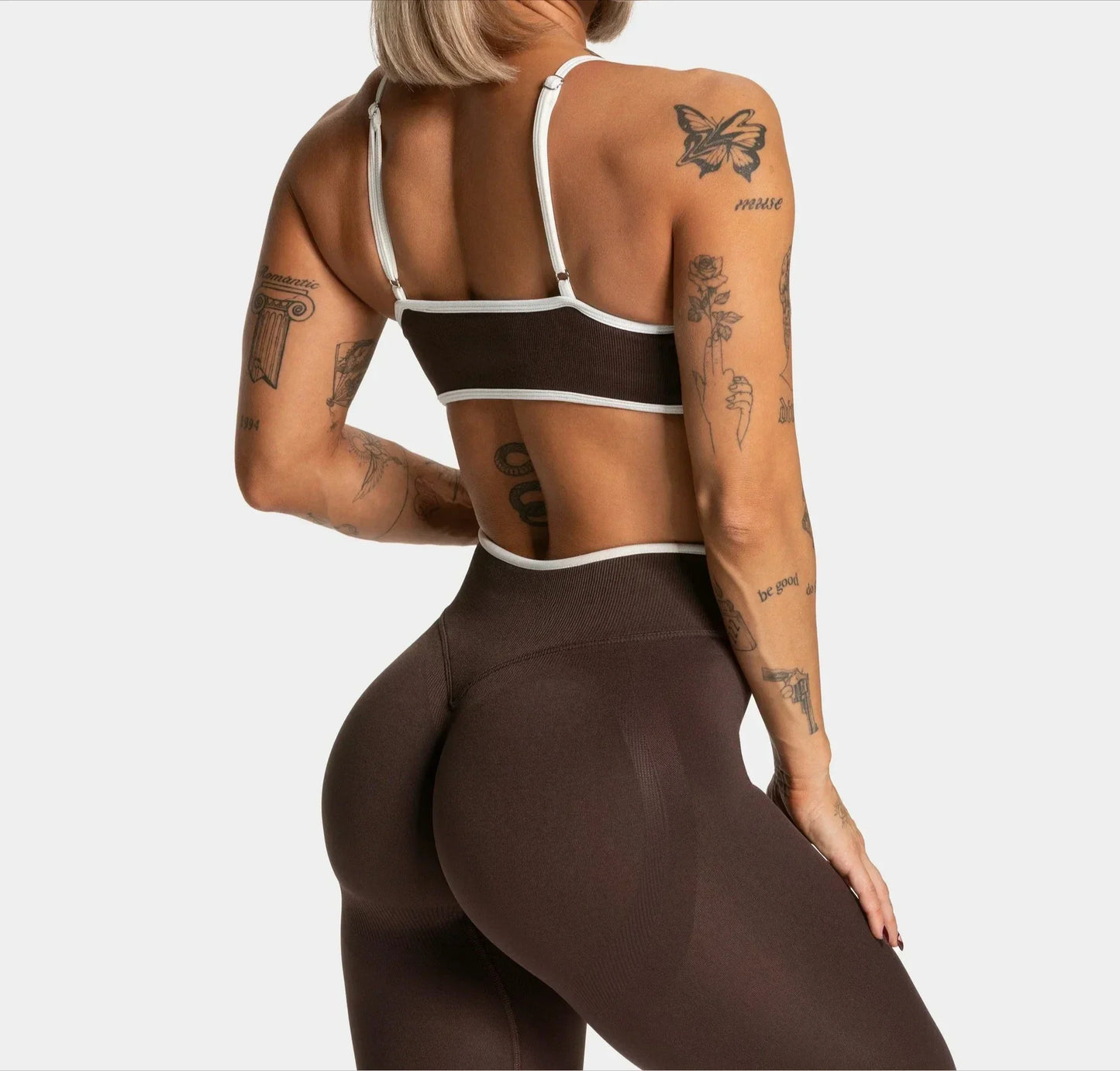 Summer Women's Solid Color Sports Suspender Bra Sexy Backless Knit with Chest Cushion Suspender Yoga Fitness Top