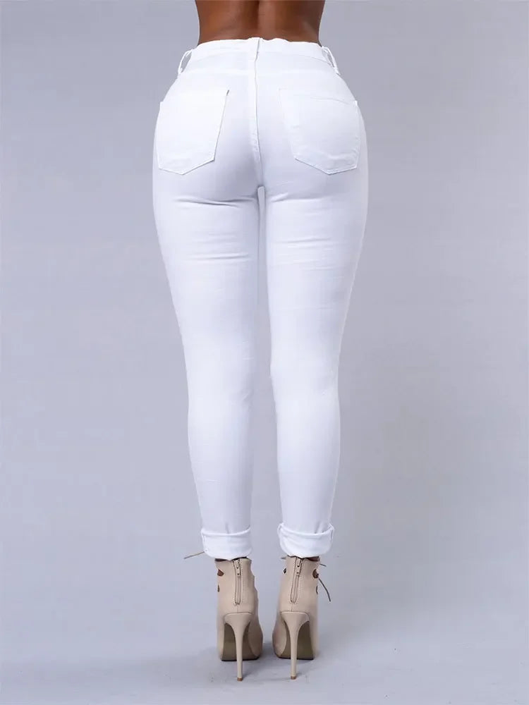 Women's Skinny Jeans Women's jeans Pants Tight Fitting Hole Punching Fashionable Thin Leggings Casual Female Clothing