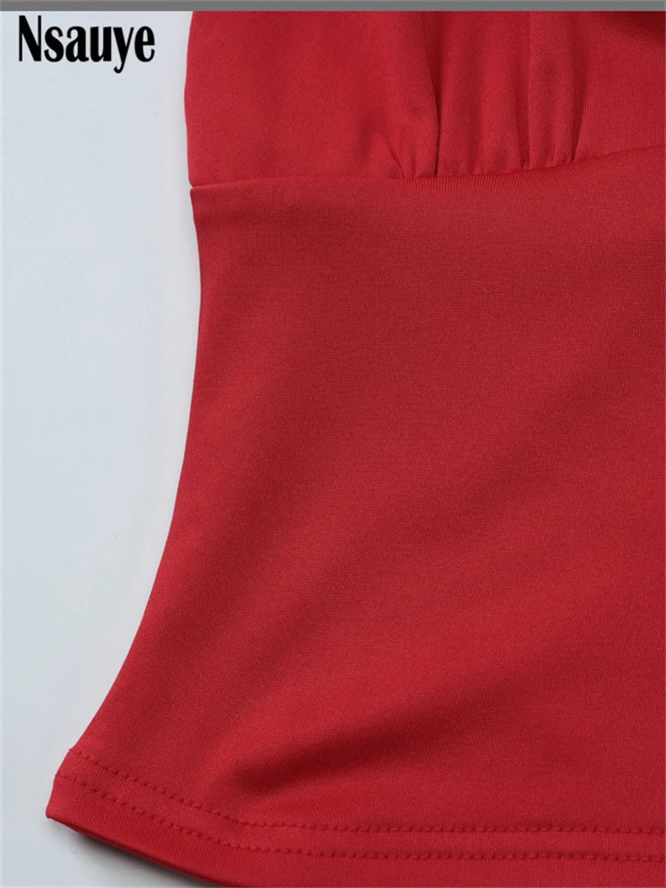 Nsauye Women Casual Clothes Halter Mini Skinny Low Cut Out Vest Tank Tops 2025 Summer Fashion Sexy Club Sleeveless Y2K Crop Tops