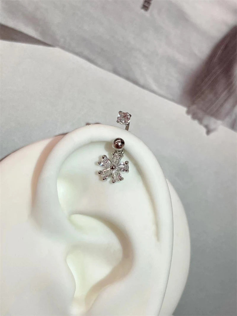 U-shaped Rhinestone 316L Stainless Steel Ring Ear Bone Nail for Women Love Hreat Butterfly Earrings Y2K Hottie Jewelry