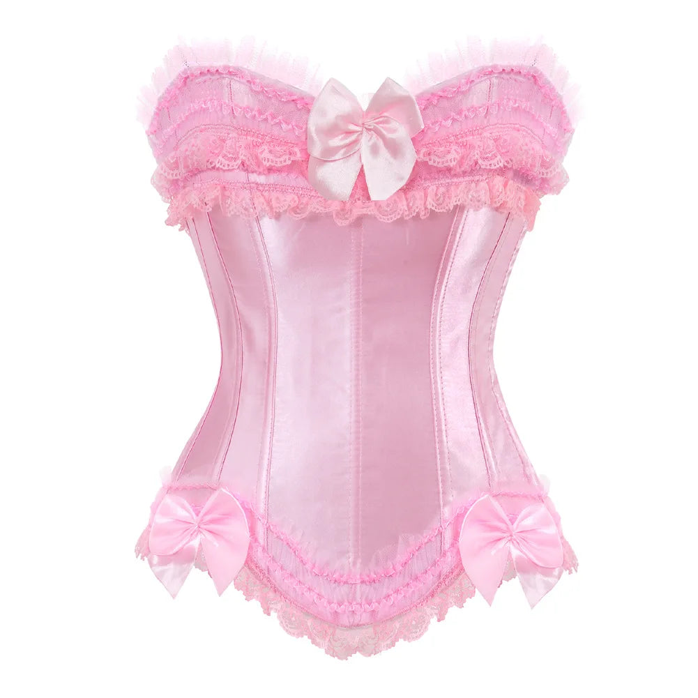 Col dker Corset Steampunk Woman Sexy Plus Size Striped Bustiers Waist Trainer Zip Korsett with Lacing Dance Party Costumes