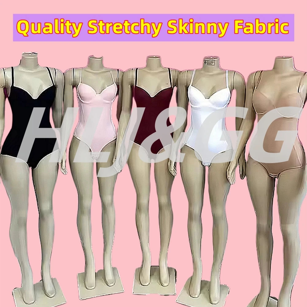 HLJ&GG Sexy High Quality Stretchy Solid One Piece Bodysuits Women V Neck Spaghetti Strap Slim Bodycon Rompers Fashion Jumsuits