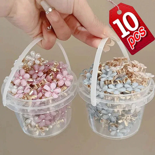 1/10pcs Cute Mini Flower Hairclip Claws Women Girls Colorful Opal Hairpins Sweet Small Head Barrettes Accessories