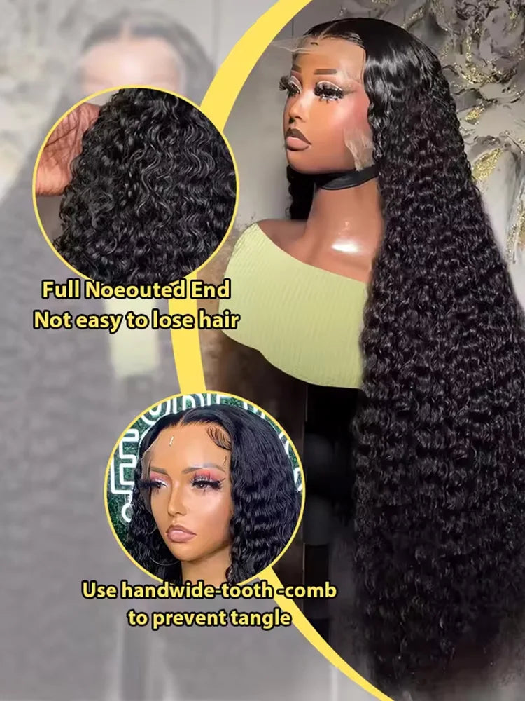 250 Density Transparent HD Human Hair Wig 30 32 40 Inch Deep Wave 13x4 Curly Lace Front 13x6 Water Wave Lace Frontal Wigs