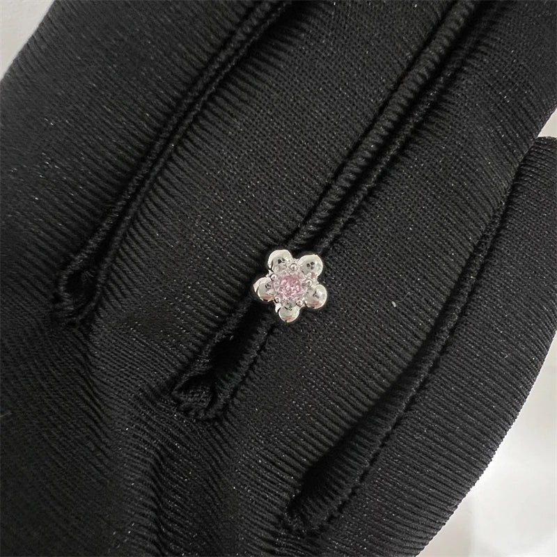 1PCS Cute Pink Zircon 316L Stainless Steel Ear Bone Nail New Fashion Y2K Punk Small Earring for Women Cochlea Jewelry Party Gift