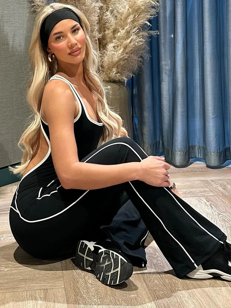 Weird Puss Sporty, lady's Jumpsuits Fitness Casual Summer O-neck Sleeveless Skinny Overalls Active Workou Overall