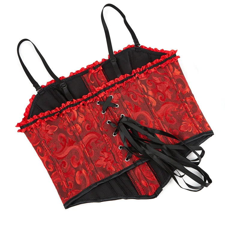 Women Corset Crop Top Overbust Sexy Lace Up Bustier Slimming Body Shaper Short Torso Corselet Vest Black White Red