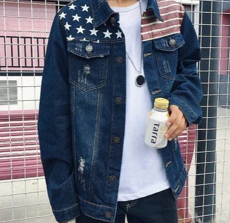 Button Short Casual Slim Cowboy Coat for Men Korean Popular Clothes Denim Jackets Man Loose New In Designer Branded Rock Lxury