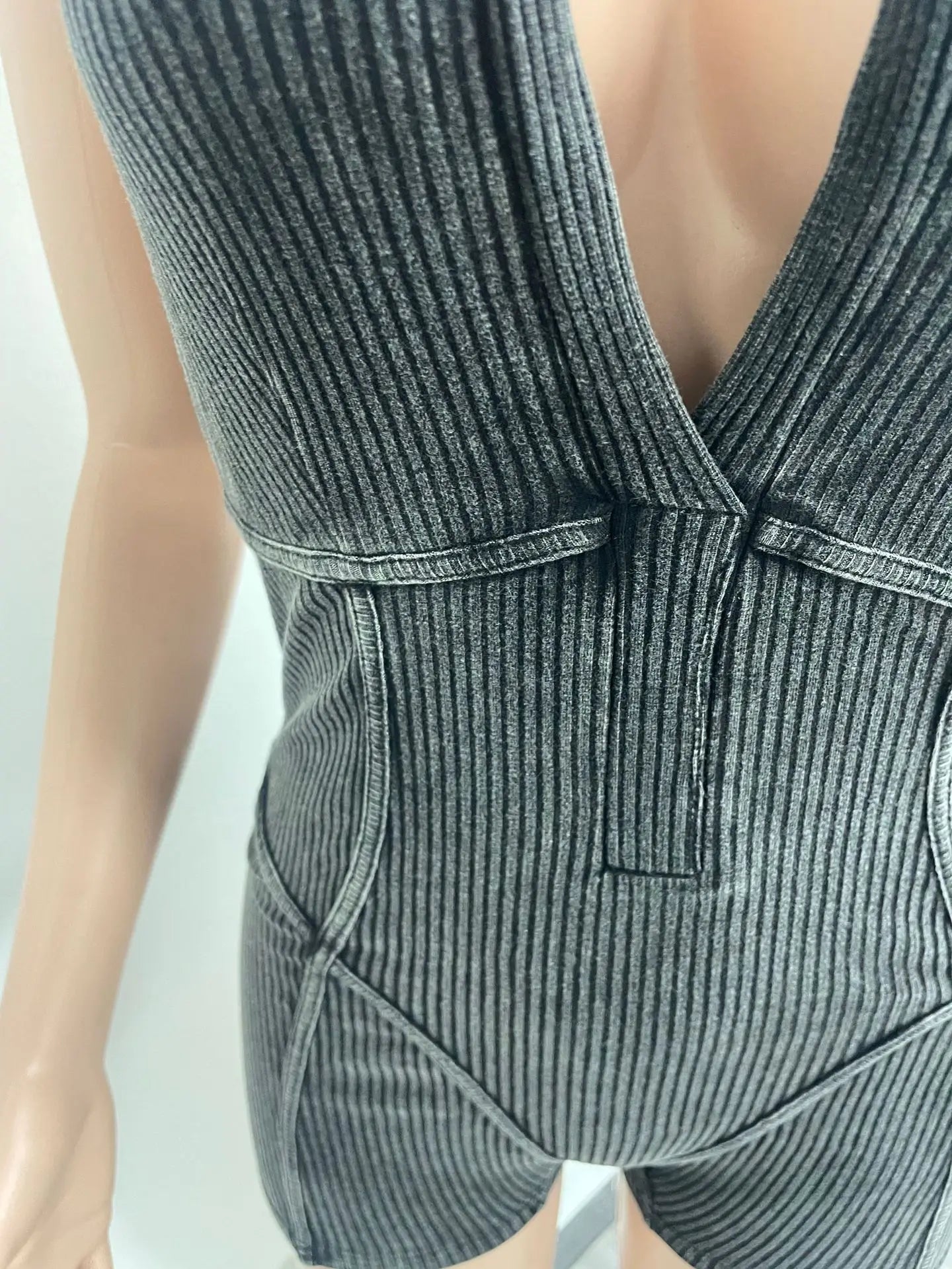 HLJ&GG Sexy Ribber Deep V Bodycon One Piece Rompers Women Sleeveless Backless Slim Jumpsuits Fashion Solid Color Overalls 2025