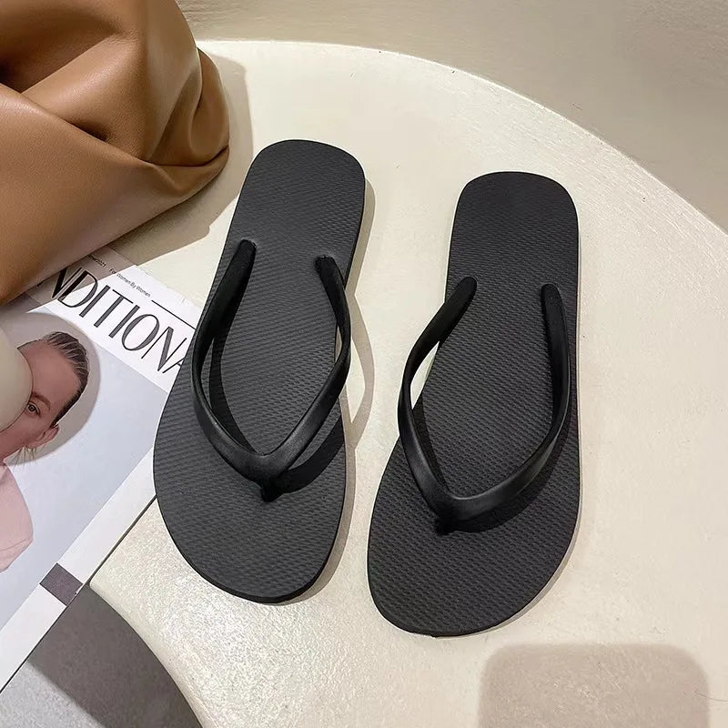 Solid Color Non-slip Leisure Couple Slippers Women Summer Beach Slippers Outdoor Women Flip Flops Breathable Beach sandals women
