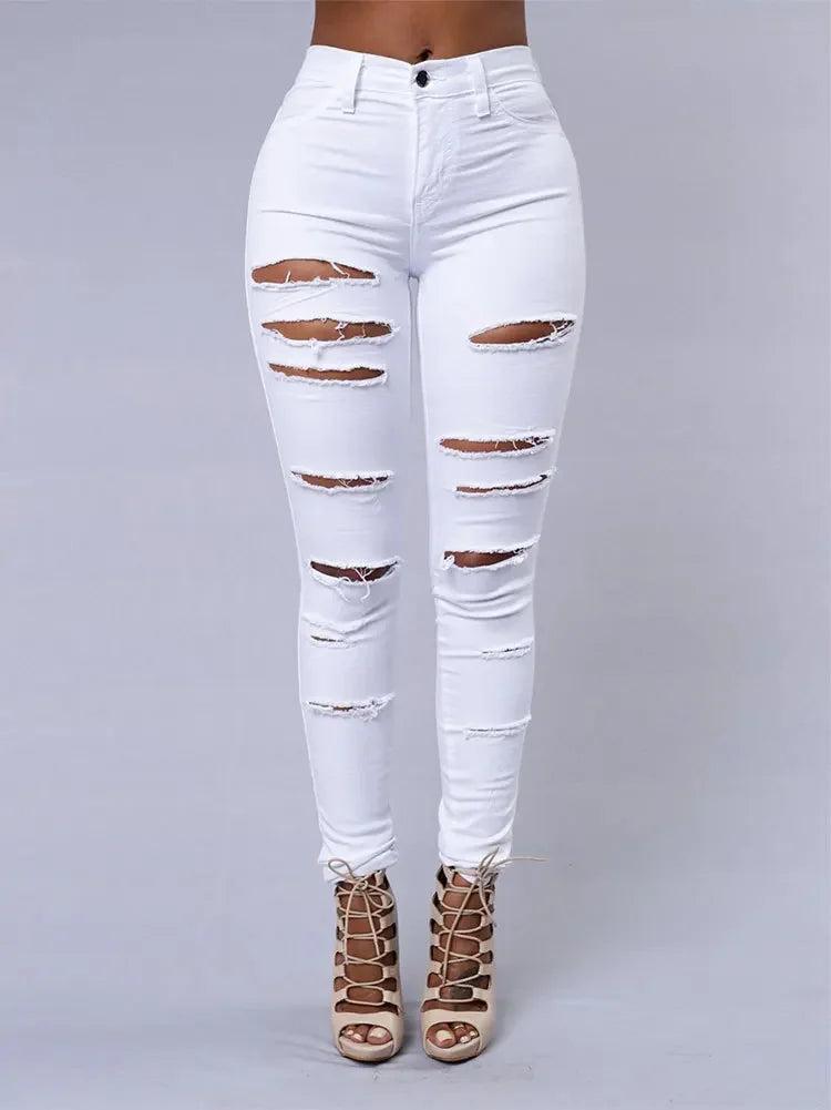 Women's Skinny Jeans Women's jeans Pants Tight Fitting Hole Punching Fashionable Thin Leggings Casual Female Clothing