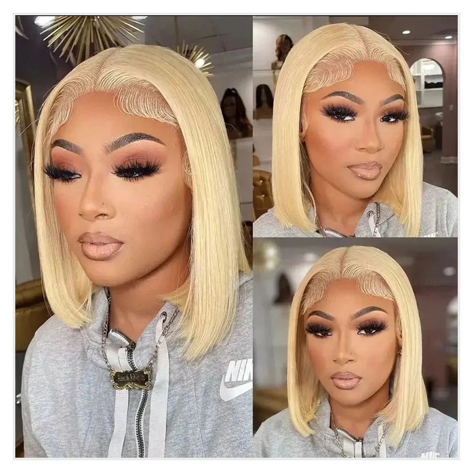 Sliver Grey Short Bob Human Hair Wigs 13x6 613 Blonde Bob Wig Transparent Lace Frontal Wig Bone Straight Brazilian Remy Hair Wig