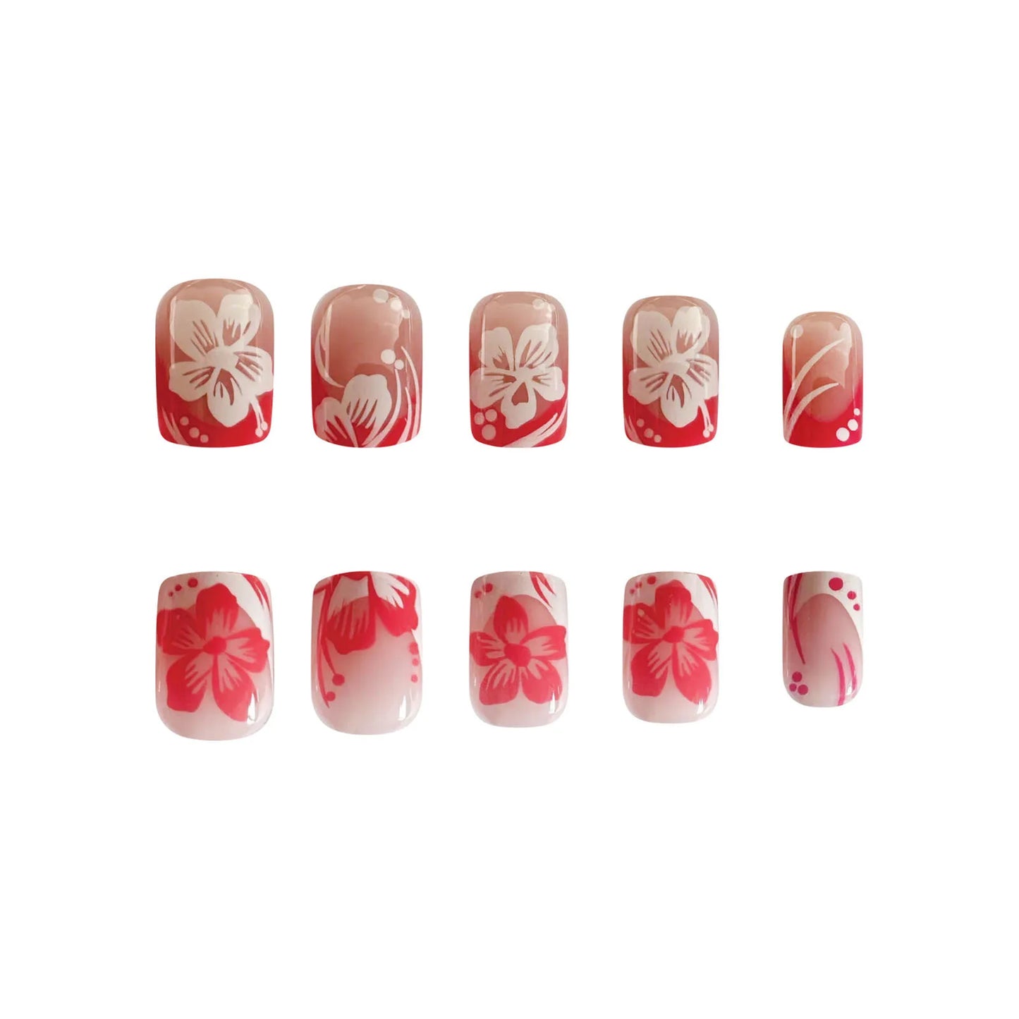 24Pcs Fairy White Flower Fake Nails Pink French Tip Press on Nails Short Square Wearable False Nail for Girls DIY