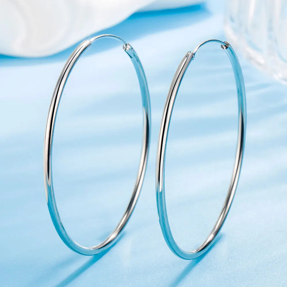 3/4/5/6CM Round Hoop Earrings 925 Sterling Silver For Women Party Luxury Jewelry Accessories 2024 Trend Argent 925 Jewellery