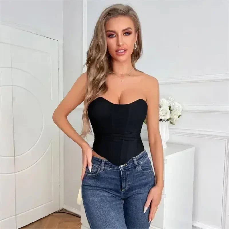 Pink Women Corset Sexy Overbust Bustier Crop Top Lace-Up Plastic Boned Corsets and Bustiers Body Shaper Short Torso Kорсет