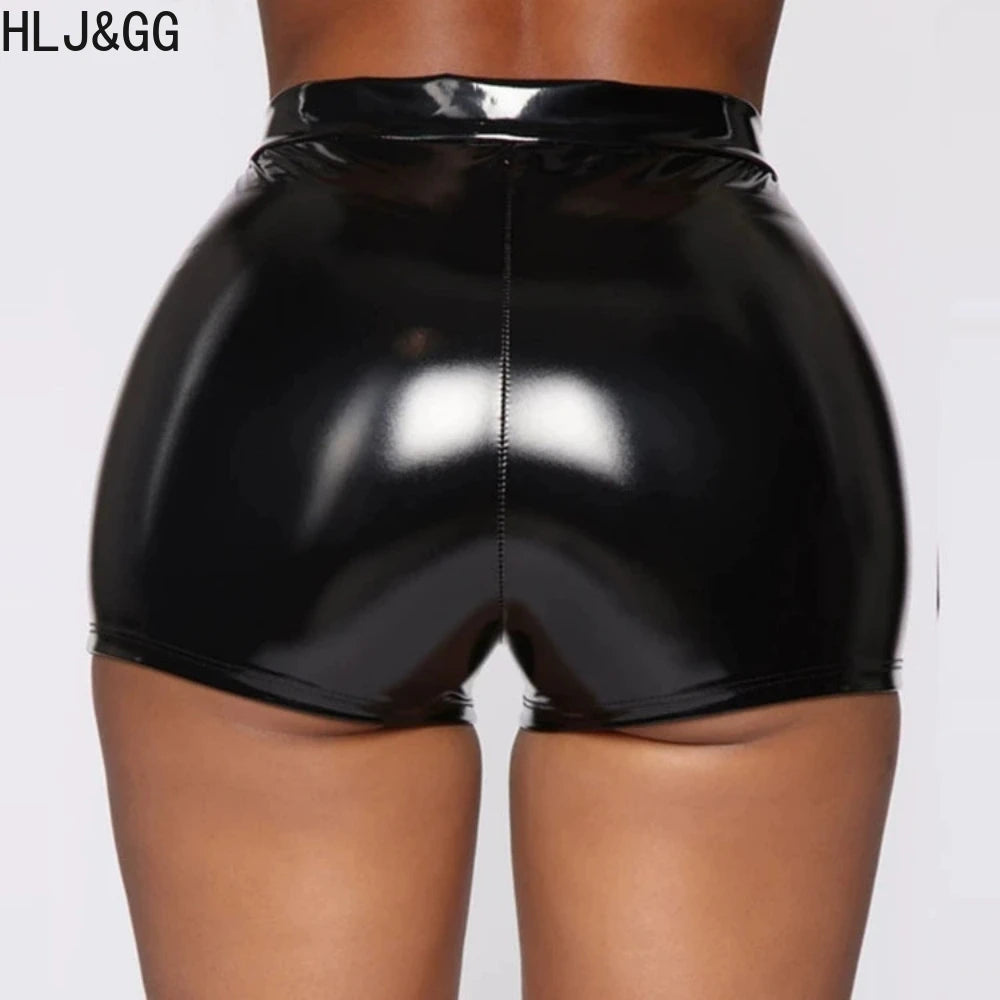 HLJ&GG Pink Letter Print Leather Jacket 3 Piece Sets Women Vest+Long Sleeve Crop Top+Shorts Outfits Fashion Cool Girl Streetwear