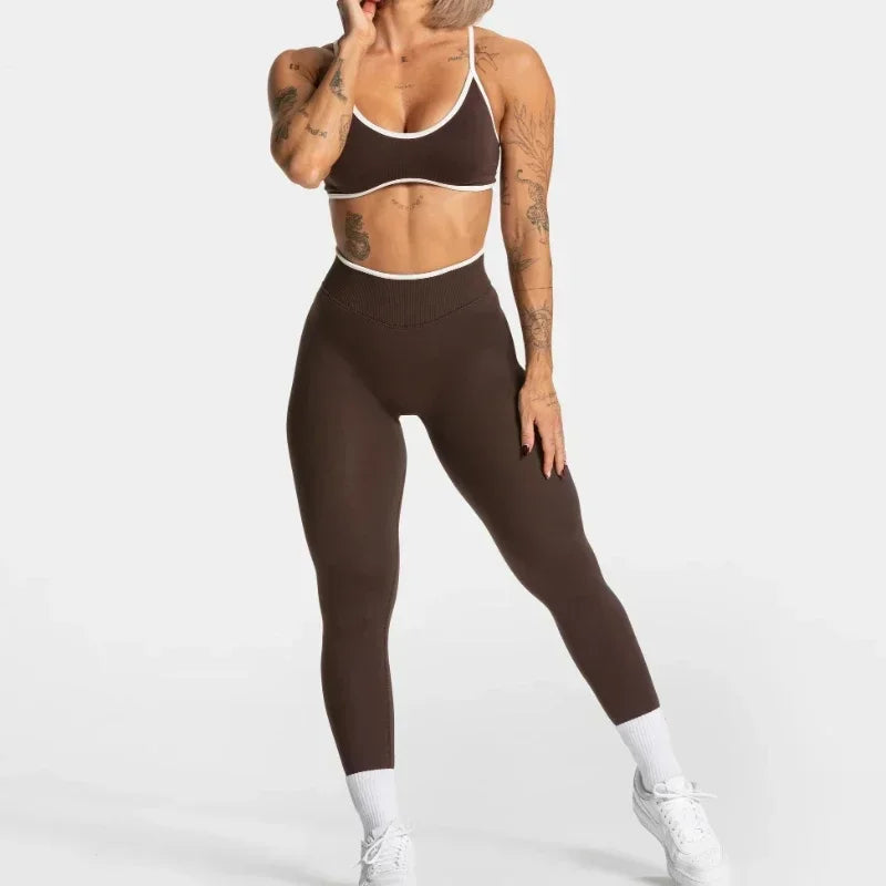 Summer Women's Solid Color Sports Suspender Bra Sexy Backless Knit with Chest Cushion Suspender Yoga Fitness Top