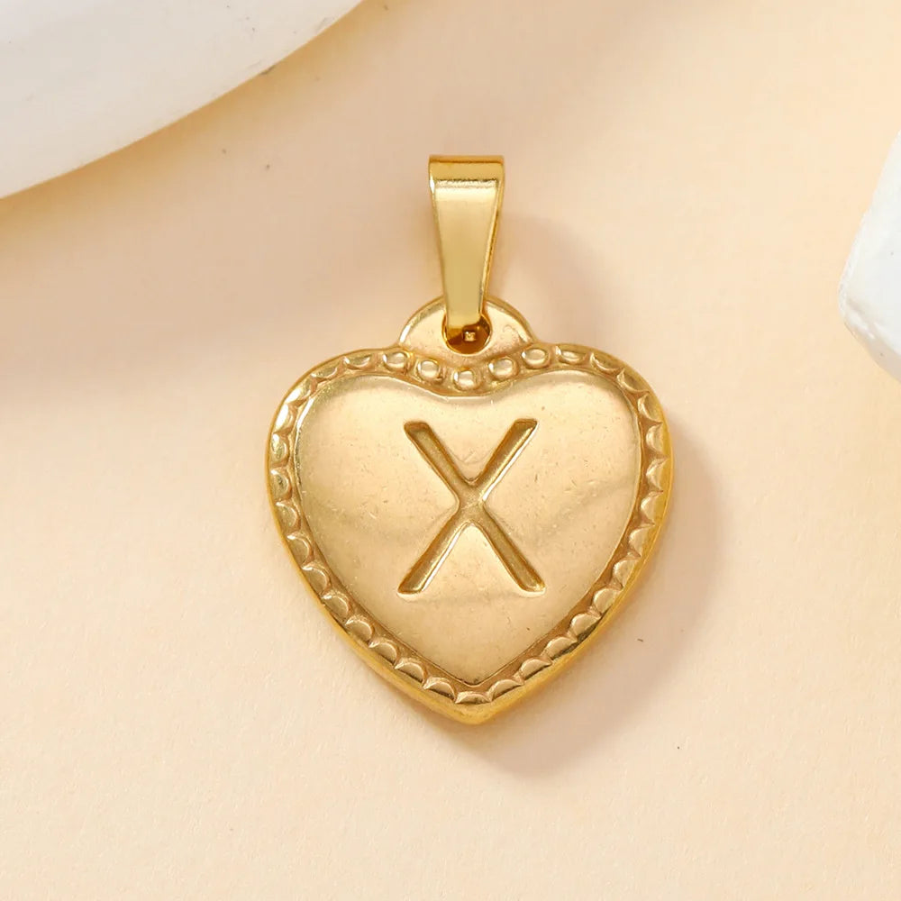 316L Stainless Steel Initial Necklace Letter Heart Pendant Chain For Women Name Jewelry Accessories