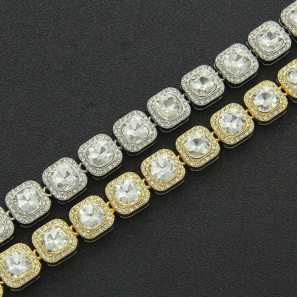 HNSP 12MM Tennis Chain Necklace Bracelet For Men Women Neck Hip Hop Jewelry Accessories