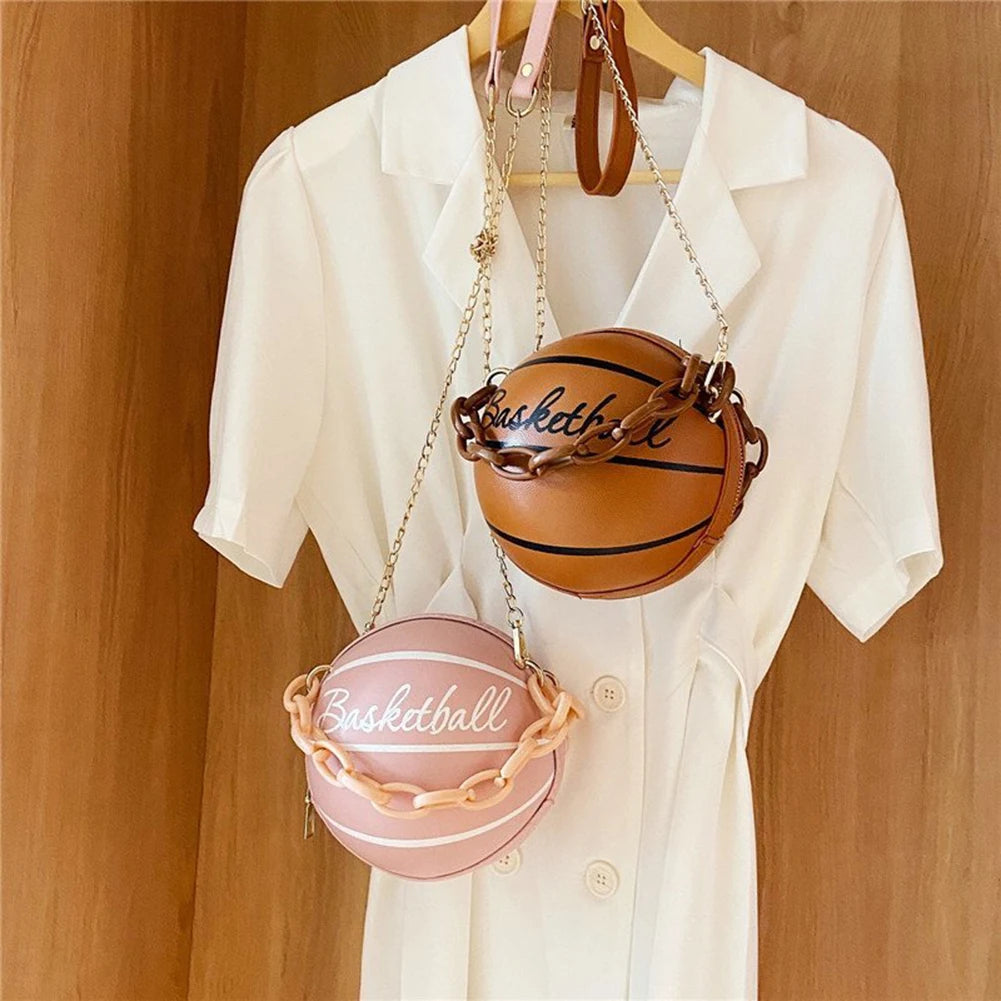 Fashion Chic Women Ball Handbag Round Basketball Football Shape Party bag Faux Leather Crossbody Girls Coin Purse Shoulder Bag