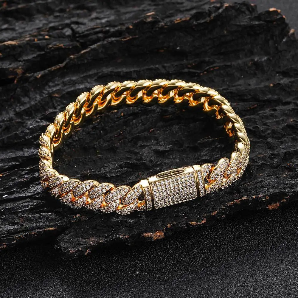 Rapper Chain Hip Hop Accessories Male 10mm Double Row Zircon Bubble Cuban Personality Men