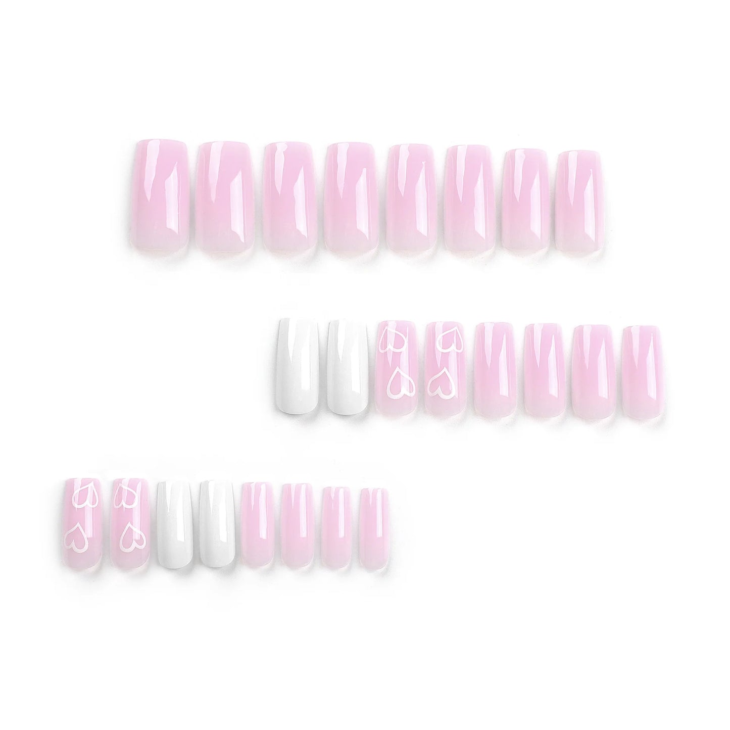 24pcs Long Batte False Nail Pink Lips Love Design Women Fake Nails Sweet Style Press on Nail Tips Valentine's Day Nail Supplies
