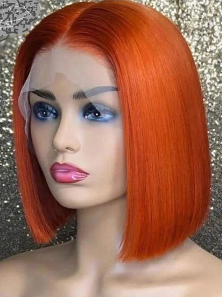 13x4 Nave Blue Bob Wig Colored Lace Front Human Hair Wigs Short Bob Wig Dark Blue Bone Straight Lace Frontal Wig 100% Human Hair