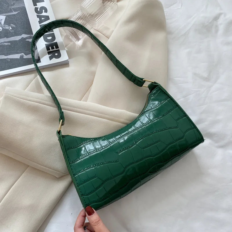 Fashion PU Leather Bags for Women Alligator Pattern Armpit Handbag Female Small Underarm Messenger Bag Purse Shoulder Handbags