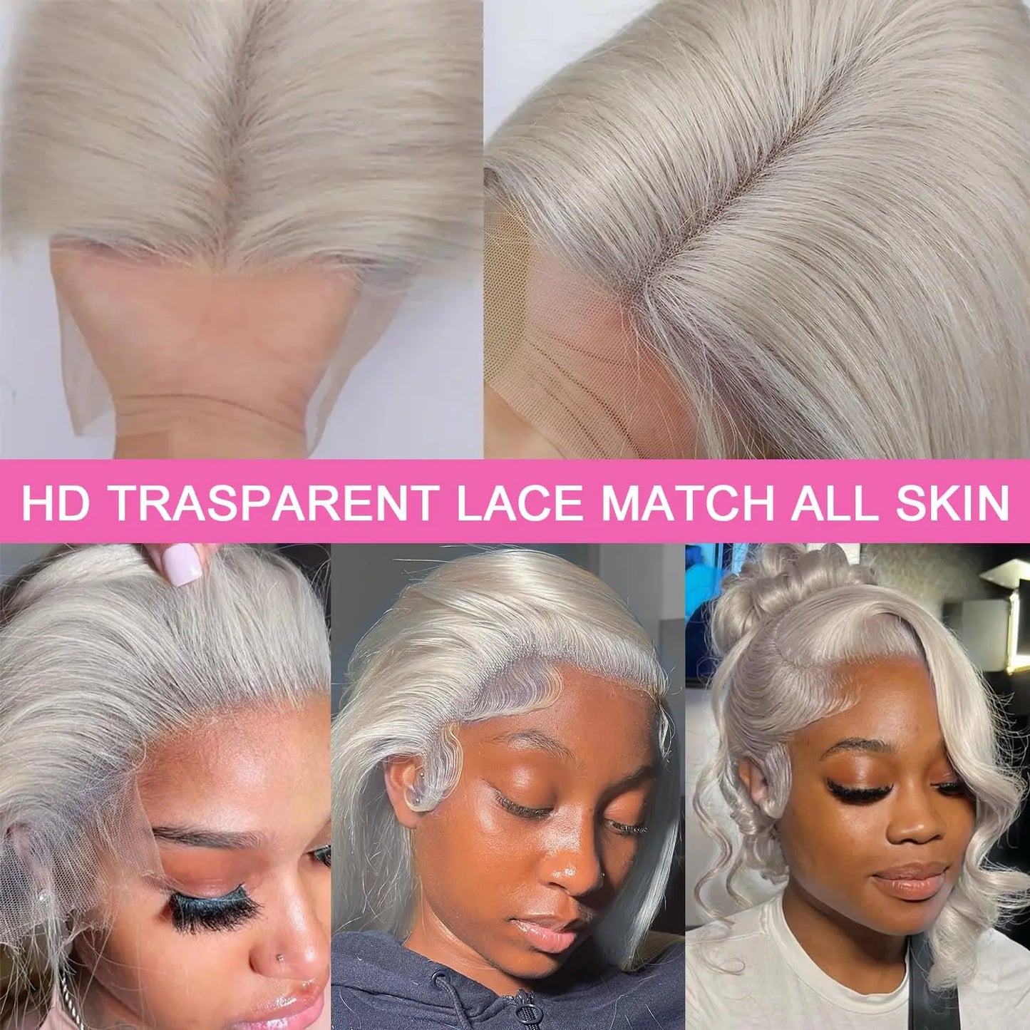 Cosplay Body Wave Silver Grey 13X4 Lace Front Wigs Human Hair 13x6 HD Lace Front Wigs Remy Brazilian 613 Colored Human Hair Wigs