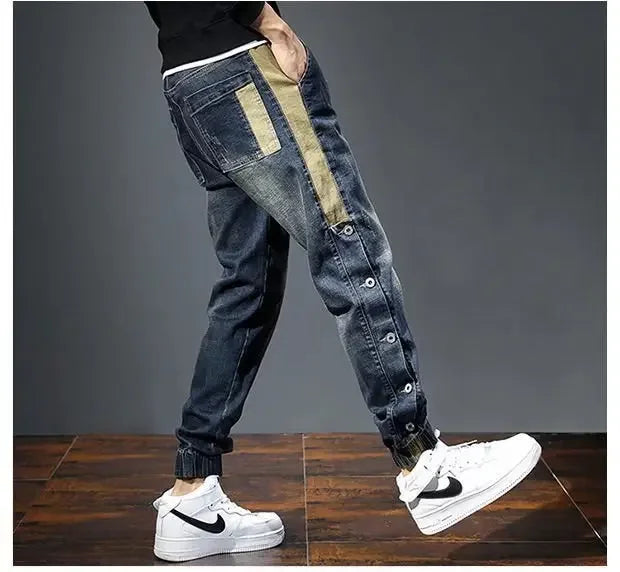 Denim Jeans Harem Pants Fashion Pockets Desinger Loose Baggy Moto Jeans Men Stretch Retro Streetwear Relaxed men clothing pants