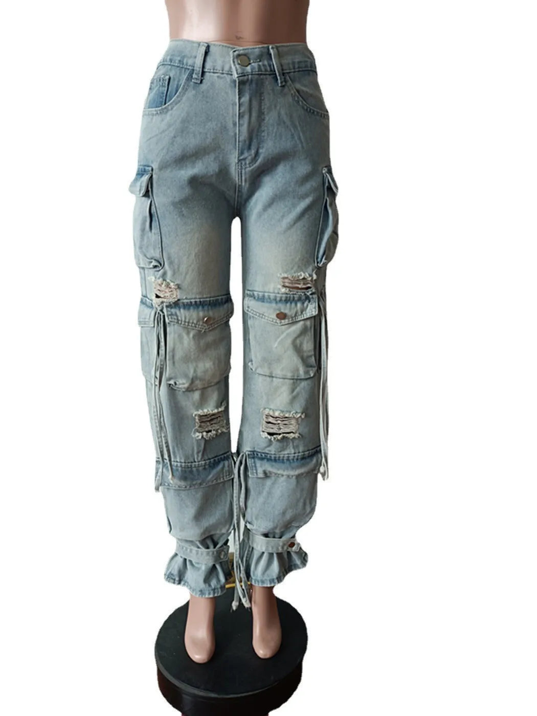 HLJ&GG American Vintage Letter Print Two Piece Sets Women Zip Long Sleeve Slim Top+jeans Pocket Pants Outfits Fashion Streetwear